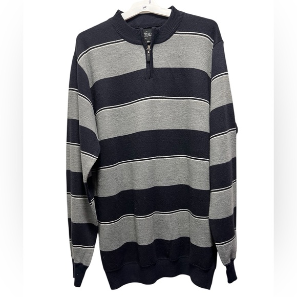 Other - Silver Needle Men's XXL Navy Blue and Gray Striped 1/4 Zip Pullover Sweater